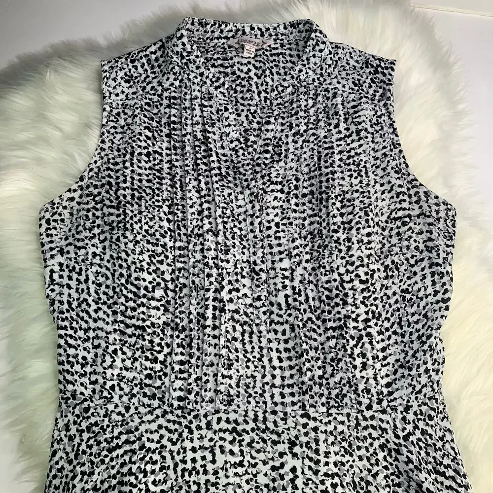 Nanette Lapore Black & White‎ Animal Print Sleeveless Dress w/Tie Waist Size 6 - Picture 8 of 14